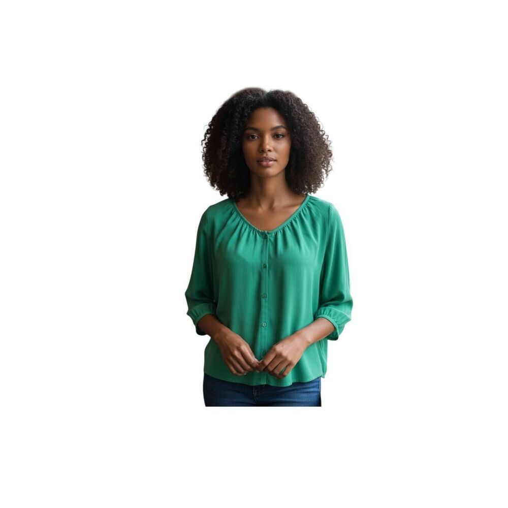 H&M GREEN BLOUSE SZ.4 EUC.
